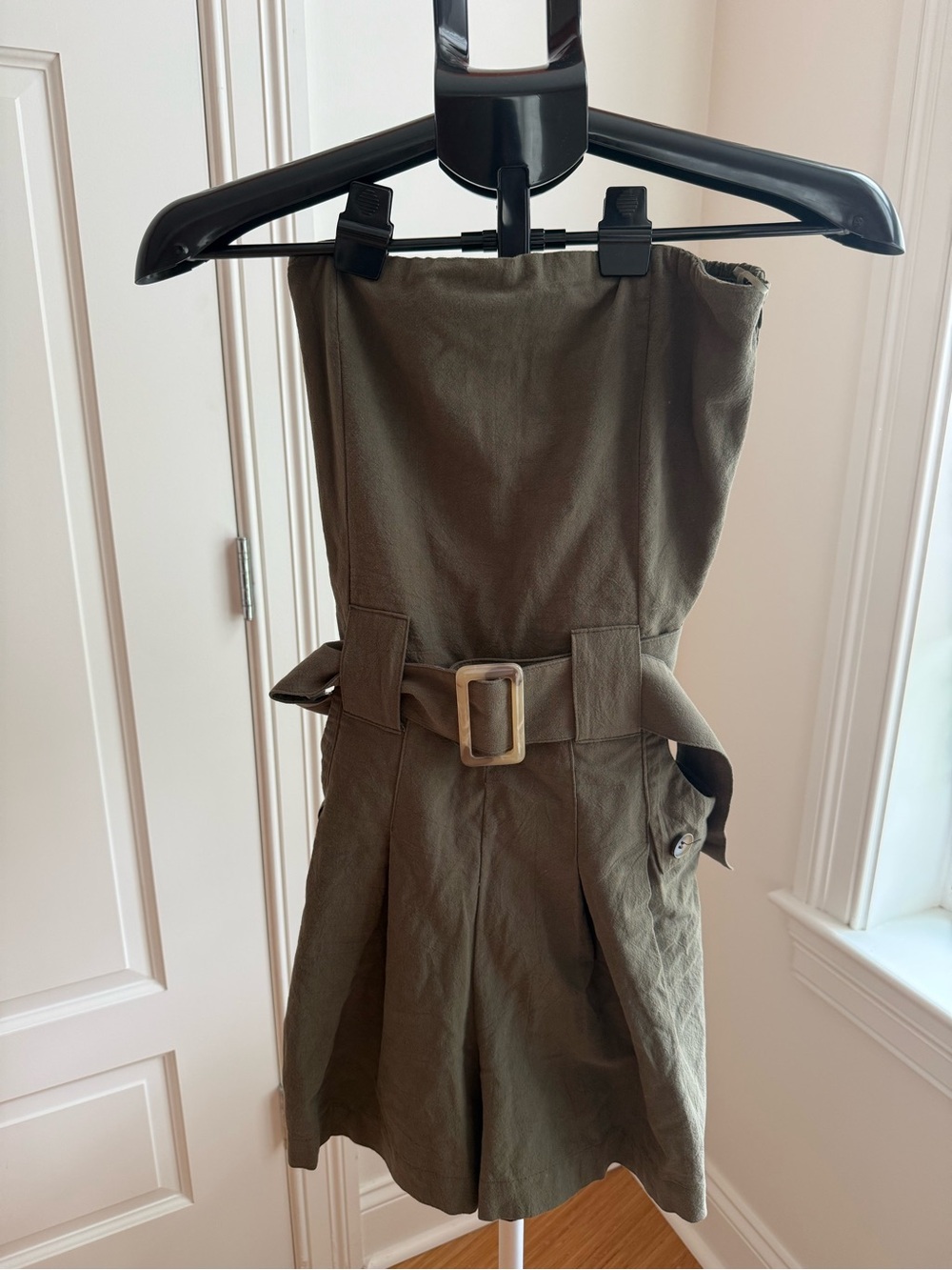 Bishop and Young strapless Olive Green Belted Romper